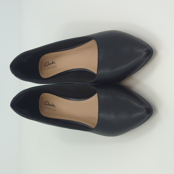 CLARKS Wide Width *NEW* Teresa Step Block-Heel Pumps Black Leather Sz 9.5 - Picture 3 of 9